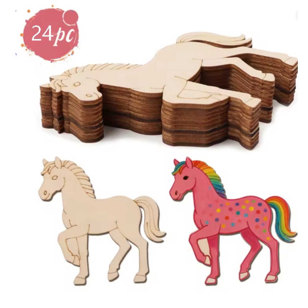 Art Craft Horse - 24 Piezas de Recortes de Madera