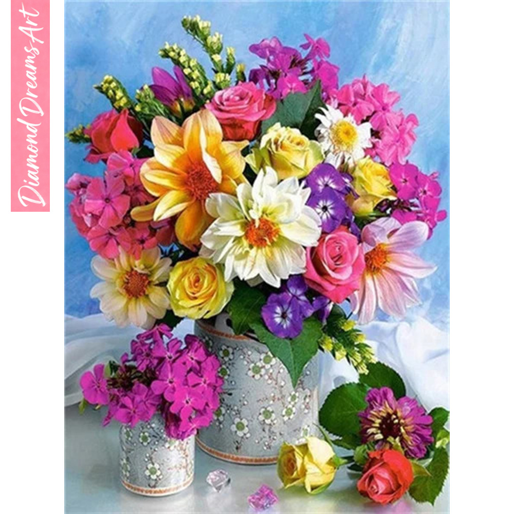 Art Craft Vase - Mosaico de Diamantes Completo, Flor en