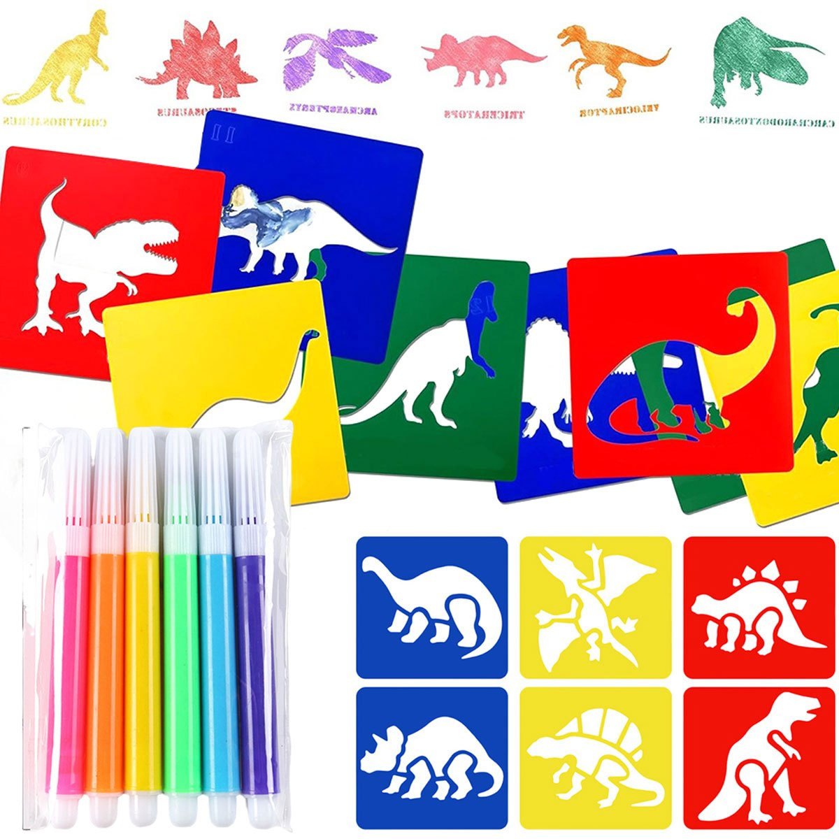 6 plantillas para pintar dinos - Art Craft Dinosaurs reseña y precio