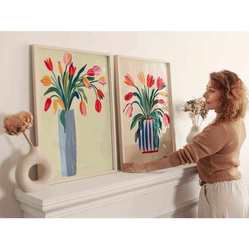 Arte de pared en lienzo con fl - Art Craft Vase reseña y precio